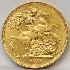 AUSTRALIA 1893 . ONE 1 SOVEREIGN . SYDNEY . GOLD